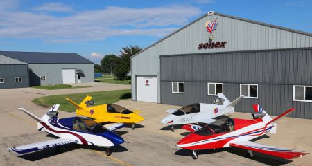 Two customer jets along with two factory jets at Sonex HQ