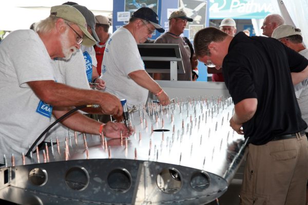 Give Flight Waiex wings being build in the EAA tent during AirVenture 2015.