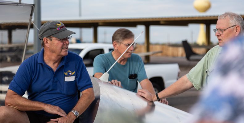 Sonex builder and experienced test pilot Mike Singleton (left) conducts the aircraft's first flight.