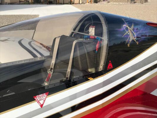 Sonex Jet Seat placard reads Climb In, Strap Tight and Hold On!