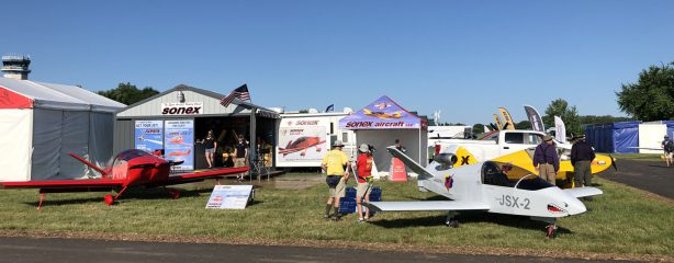 Sonex Aircraft's new digs in the all-new Homebuilt Aircraft Display Area: booths 602 and 603.