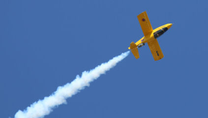 Bob Carlton flies his aerobatic SubSonex airshow routine during Monday afternoon's show.