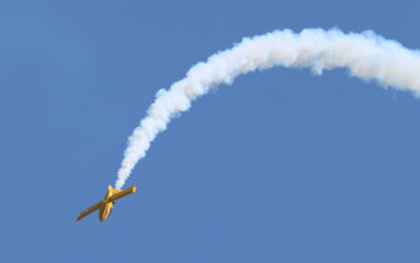 Bob Carlton flies his aerobatic SubSonex airshow routine during Monday afternoon's show.