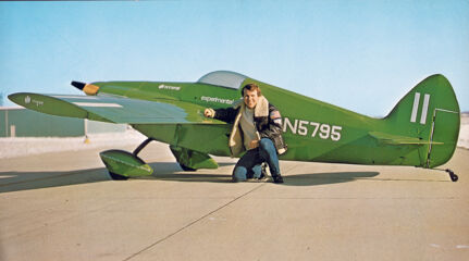 John Monnett and Sonerai I serial number 1 pose for the March 1972 cover of Sport Aviation Magazine.